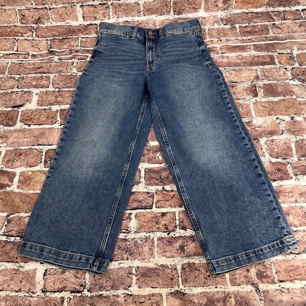 Banana Republic Premium Denim HR Clean Girl Wide-Leg Crop Jeans Blue Size‎ 29 - Picture 2 of 16